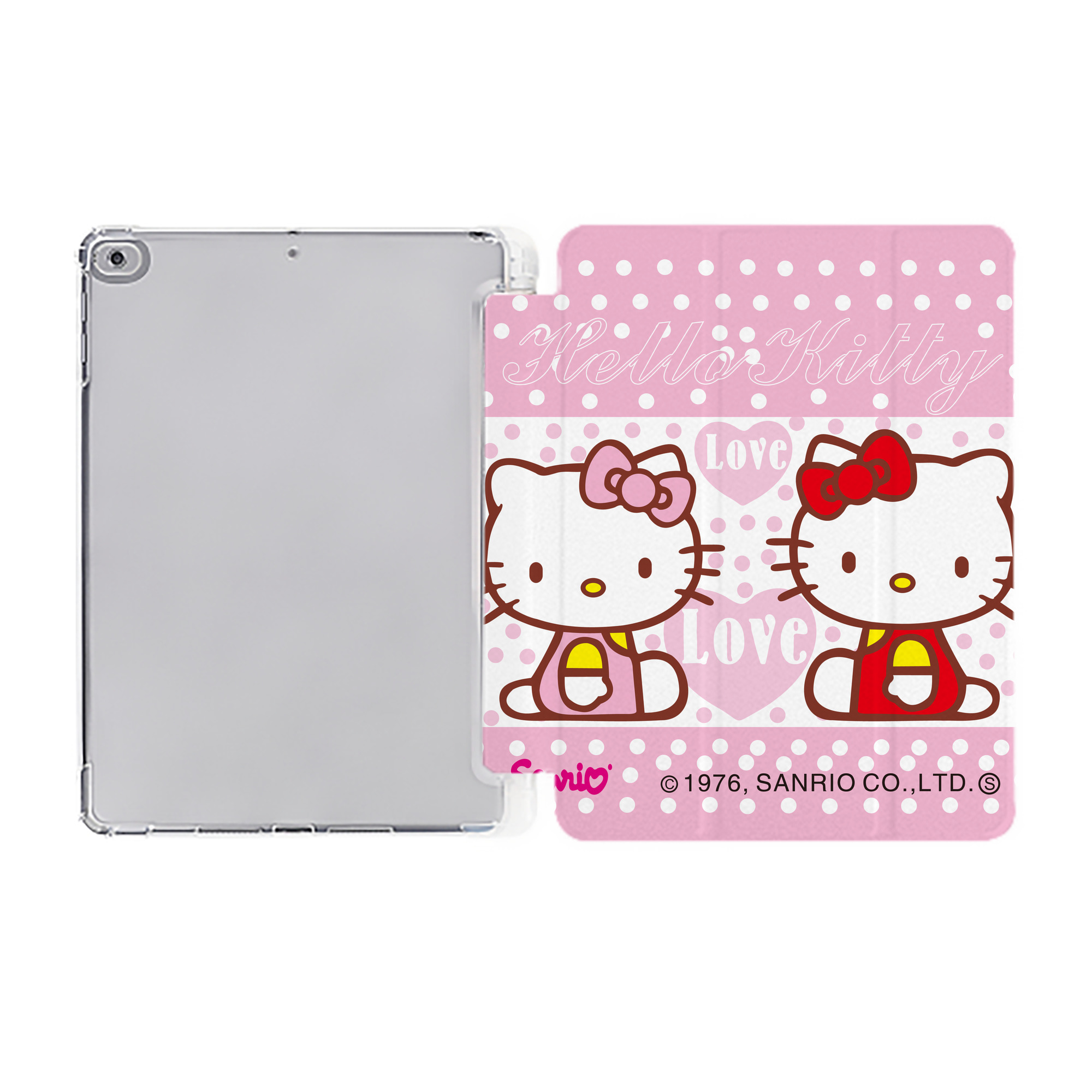 （画像用） Hello Kitty ハローキティ IPad ケース ペン収納付き 三つ折りスタンド PUレザー×シリコン 対応機種9.5/10.5/10.9インチ
